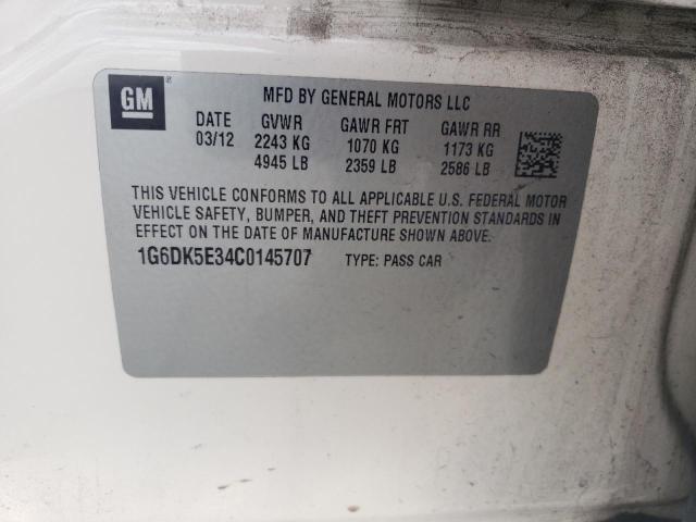 1G6DK5E34C0145707 - 2012 CADILLAC CTS PERFORMANCE COLLECTION Білий фото 12