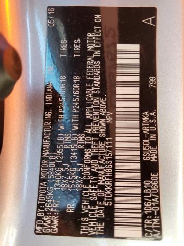 5TDKKRFH8GS157111 - 2016 TOYOTA HIGHLANDER XLE SILVER photo 14