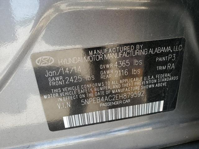 5NPEB4AC2EH879592 - 2014 HYUNDAI SONATA GLS GRAY photo 12