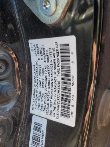 2HGFC1F77GH634246 - 2016 HONDA CIVIC EXL BLACK photo 12