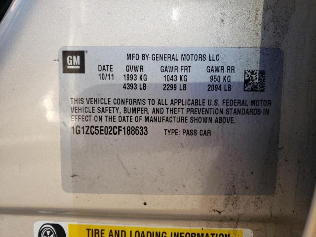 1G1ZC5E02CF188633 - 2012 CHEVROLET MALIBU 1LT TAN photo 12