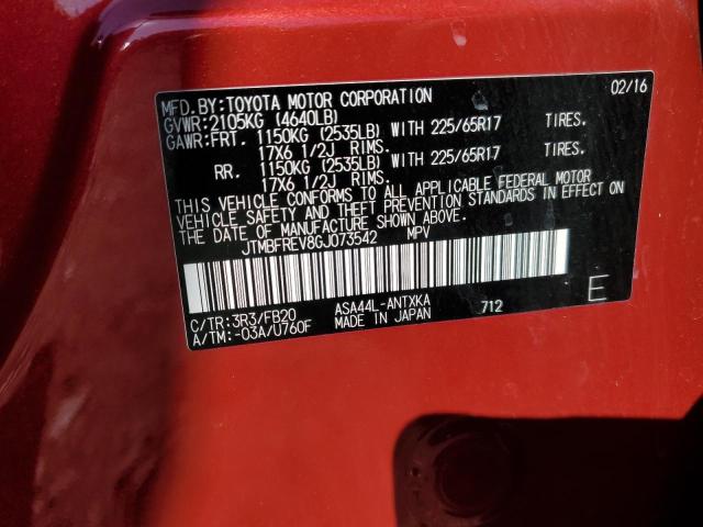 JTMBFREV8GJ073542 - 2016 TOYOTA RAV4 LE RED photo 13