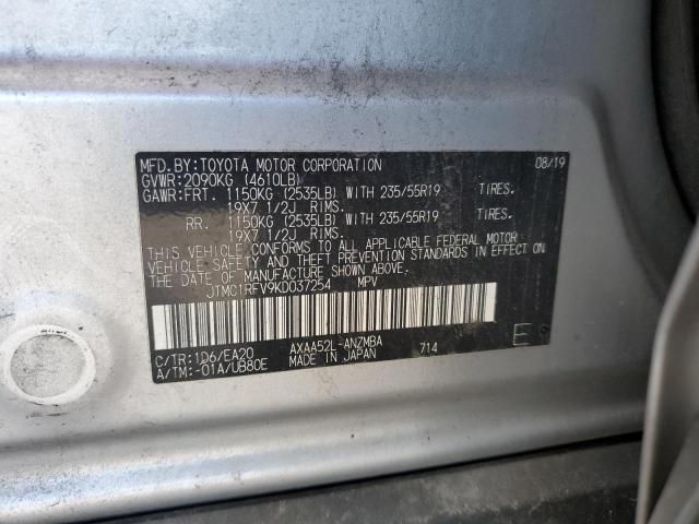 JTMC1RFV9KD037254 - 2019 TOYOTA RAV4 XLE PREMIUM SILVER photo 12