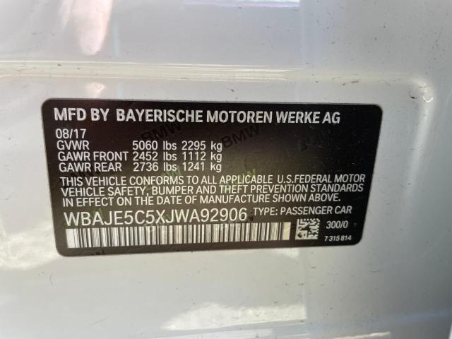 WBAJE5C5XJWA92906 - 2018 BMW 540 I WHITE photo 10