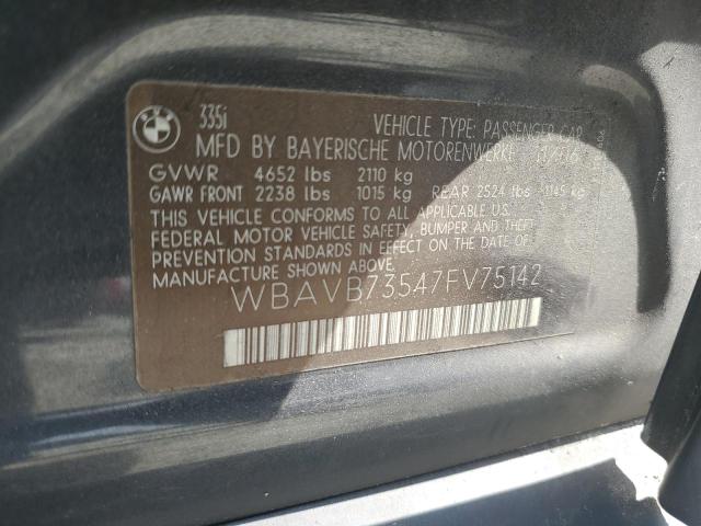 WBAVB73547FV75142 - 2007 BMW 335 I GRAY photo 12