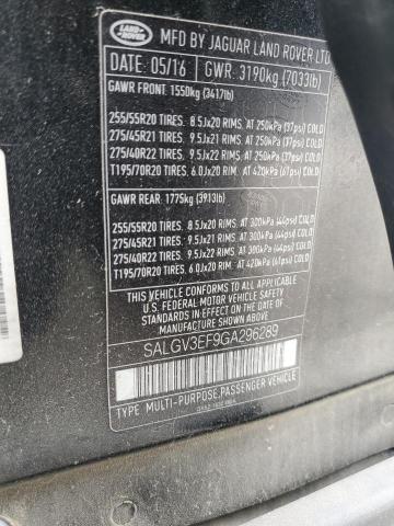 SALGV3EF9GA296289 - 2016 LAND ROVER RANGE ROVE AUTOBIOGRAPHY BLACK photo 14