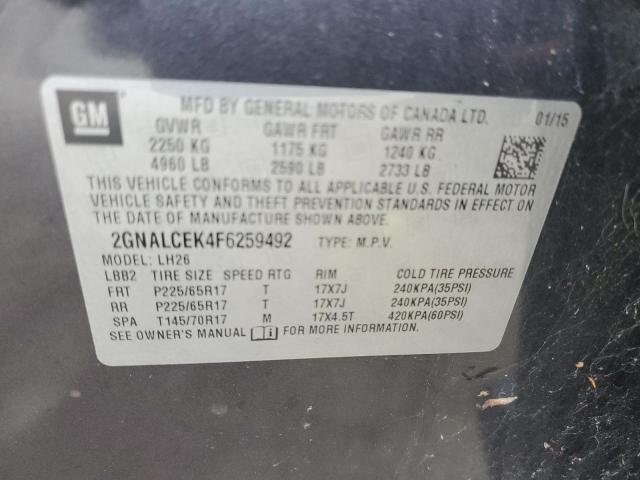 2GNALCEK4F6259492 - 2015 CHEVROLET EQUINOX LT BLACK photo 13