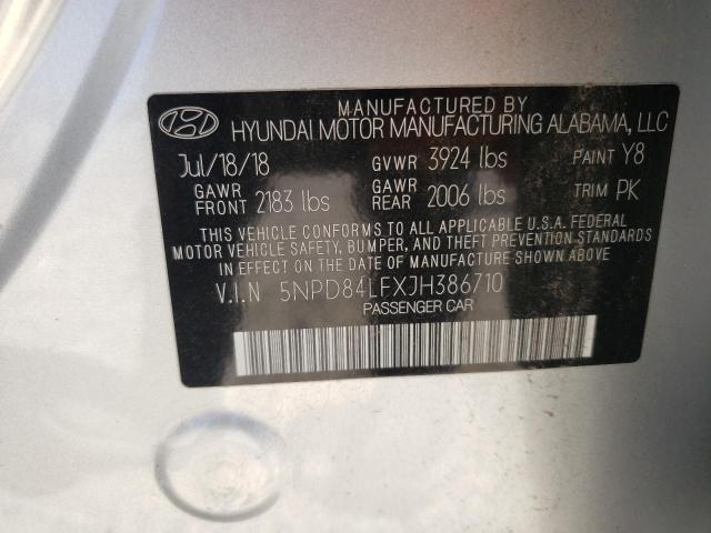 5NPD84LFXJH386710 - 2018 HYUNDAI ELANTRA SEL SILVER photo 13