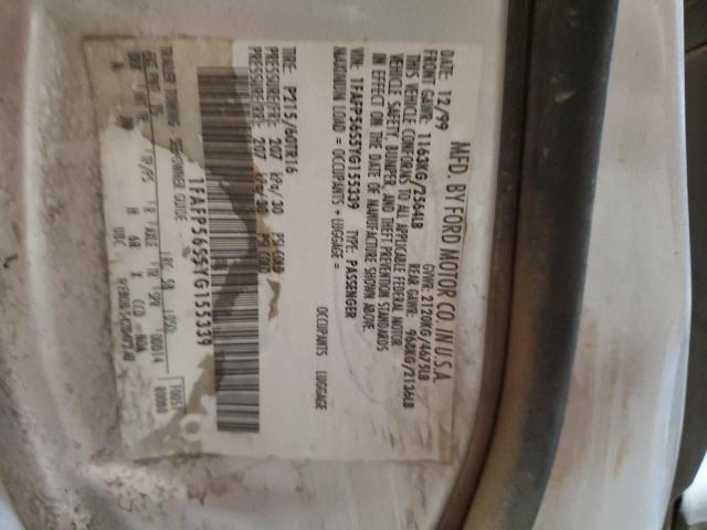 1FAFP56S5YG155339 - 2000 FORD TAURUS SEL SILVER photo 12