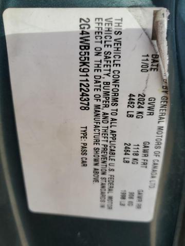 2G4WB55K911224378 - 2001 BUICK REGAL LS 绿色 照片 12