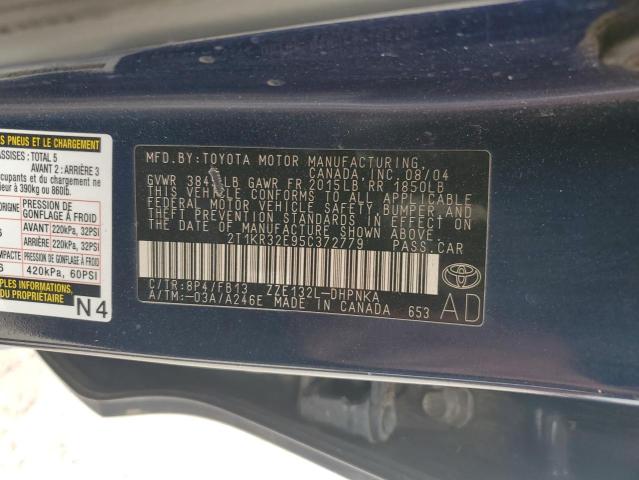 2T1KR32E95C372779 - 2005 TOYOTA COROLLA MA XR BLUE photo 13