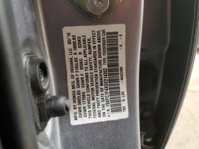 19XFC1F4XGE214352 - 2016 HONDA CIVIC EX SILVER photo 13