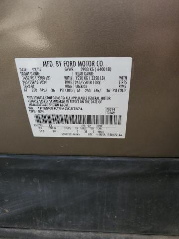 1FM5K8AT9HGC57874 - 2017 FORD EXPLORER POLICE INTERCEPTOR 金色 照片 13