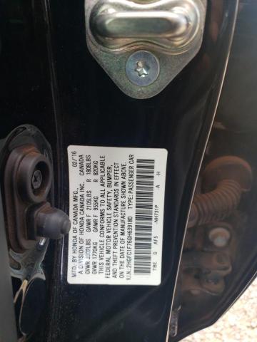 2HGFC1F76GH639180 - 2016 HONDA CIVIC EXL შავი ფოტო 12