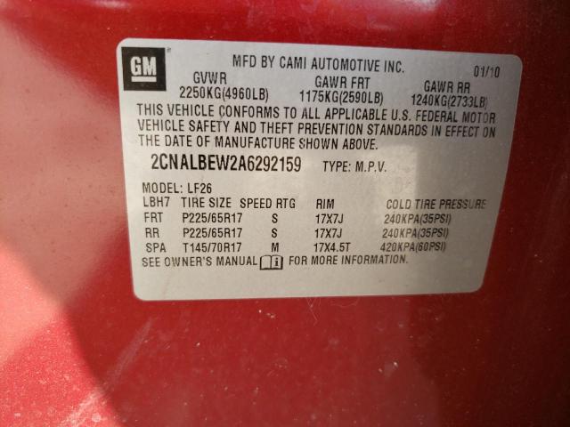 2CNALBEW2A6292159 - 2010 CHEVROLET EQUINOX LS RED photo 13