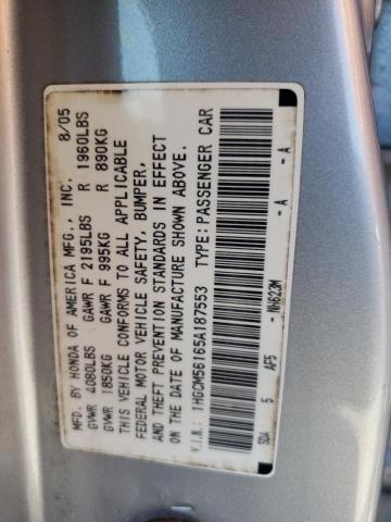 1HGCM56165A187553 - 2005 HONDA ACCORD DX SILVER photo 13