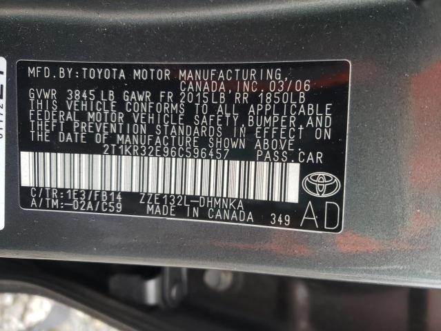 2T1KR32E96C596457 - 2006 TOYOTA COROLLA MA XR GRAY photo 12