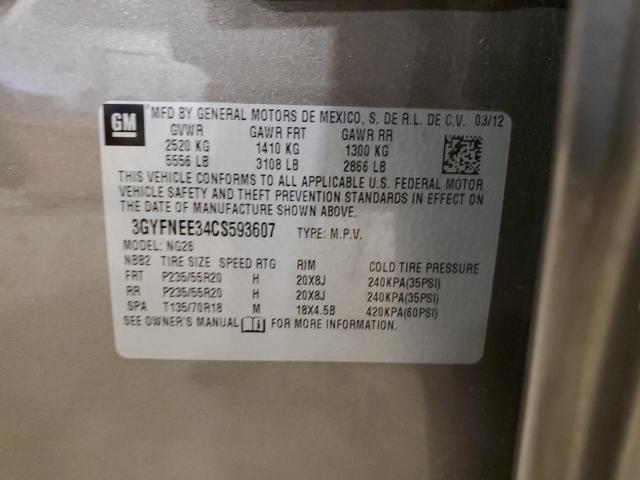 3GYFNEE34CS593607 - 2012 CADILLAC SRX PERFORMANCE COLLECTION Сұр фото 12