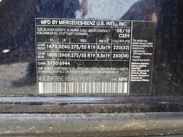 4JGBF7BE1BA638923 - 2011 MERCEDES-BENZ GL 450 4MATIC BLUE photo 13