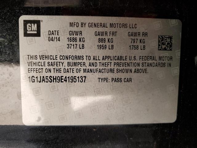 1G1JA5SH9E4195137 - 2014 CHEVROLET SONIC LS BLACK photo 12