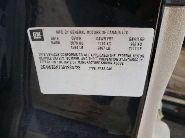 2G4WE587561284728 - 2006 BUICK LACROSSE CXS შავი ფოტო 12