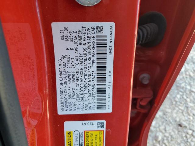 2HGFE2F56NH524798 - 2022 HONDA CIVIC SPORT 红色 照片 13