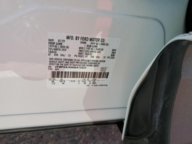 2FMPK4J90NBA73433 - 2022 FORD EDGE SEL WHITE photo 13