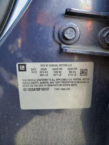 1G11C5SA7DF199137 - 2013 CHEVROLET MALIBU 1LT BLUE photo 12