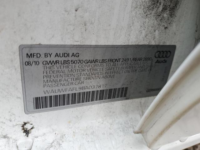 WAUWFAFL9BA037817 - 2011 AUDI A4 PREMIUM PLUS WHITE photo 12