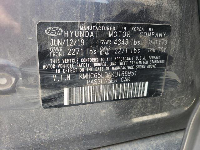 KMHC65LD4KU168951 - 2019 HYUNDAI IONIQ GRAY photo 13