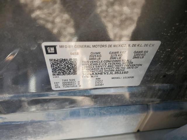 3GNAXHEV1JL351160 - 2018 CHEVROLET EQUINOX LS GRAY photo 12