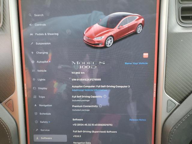 5YJSA1E2XJF276565 - 2018 TESLA MODEL S RED photo 9