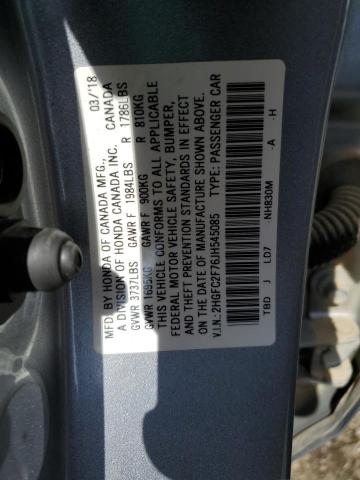 2HGFC2F76JH545085 - 2018 HONDA CIVIC EX SILVER photo 12