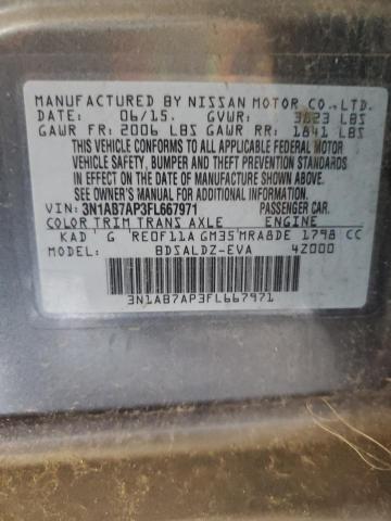 3N1AB7AP3FL667971 - 2015 NISSAN SENTRA S GRAY photo 12