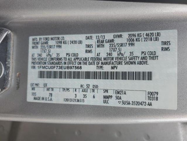 1FMCU0F73EUB97568 - 2014 FORD ESCAPE S SILVER photo 12