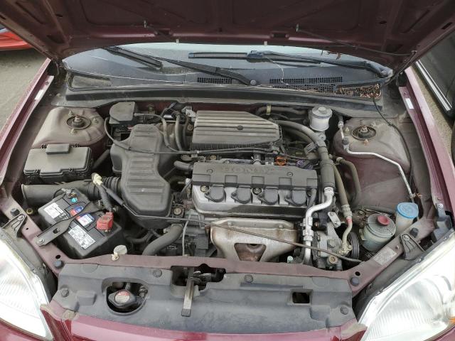 2HGES165X2H596453 - 2002 HONDA CIVIC LX BURGUNDY photo 11