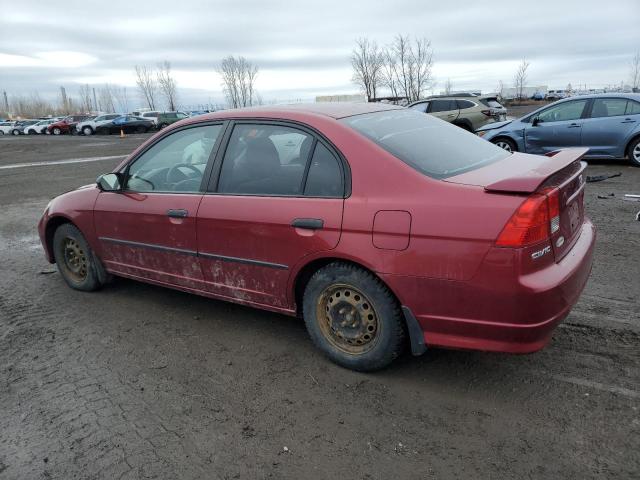 2HGES16355H002449 - 2005 HONDA CIVIC DX VP BURGUNDY photo 2