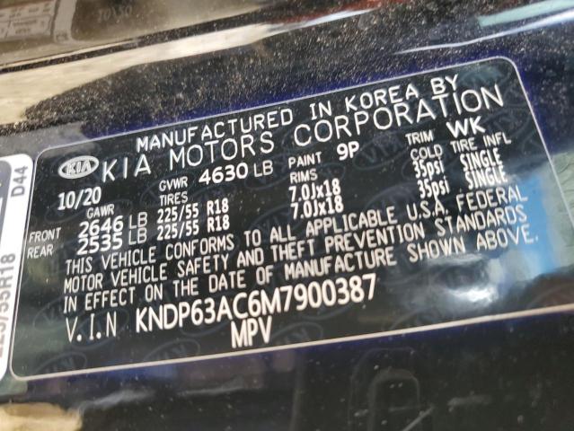 KNDP63AC6M7900387 - 2021 KIA SPORTAGE S BLACK photo 12