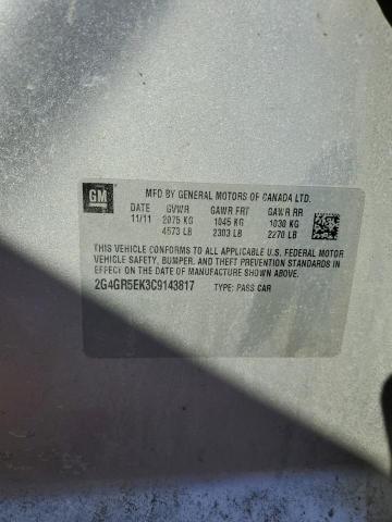 2G4GR5EK3C9143817 - 2012 BUICK REGAL SILVER photo 12