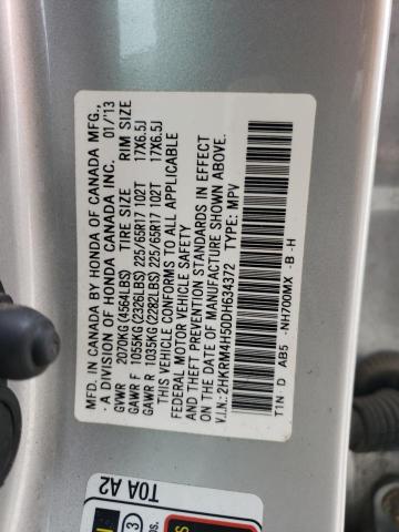 2HKRM4H50DH634372 - 2013 HONDA CR-V EX SILVER photo 12