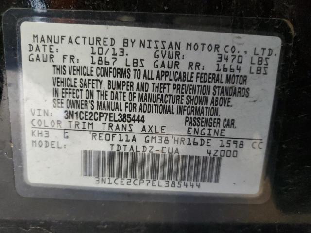 3N1CE2CP7EL385444 - 2014 NISSAN VERSA NOTE S BLACK photo 12