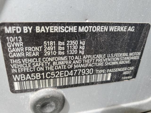 WBA5B1C52ED477930 - 2014 BMW 535 I GRAY photo 12