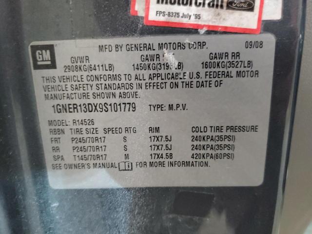 1GNER13DX9S101779 - 2009 CHEVROLET TRAVERSE LS GRAY photo 13