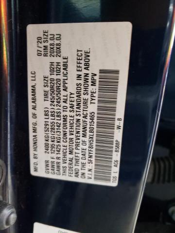 5FNYF8H5XLB015465 - 2020 HONDA PASSPORT EXL ლურჯი ფოტო 13