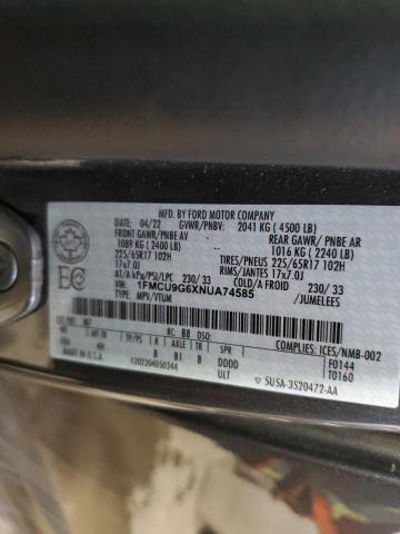 1FMCU9G6XNUA74585 - 2022 FORD ESCAPE SE GRAY photo 14