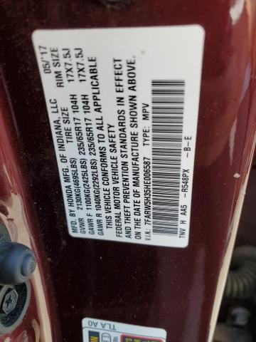 7FARW5H35HE006587 - 2017 HONDA CR-V LX BURGUNDY photo 13