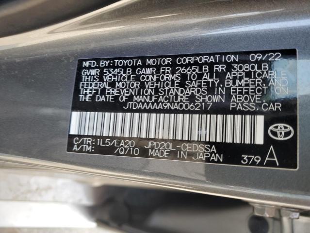 JTDAAAAA9NA006217 - 2022 TOYOTA MIRAI LE GRAY photo 13