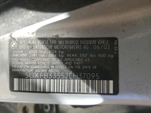 5UXFB33552LH37095 - 2002 BMW X5 4.4I SILVER photo 13