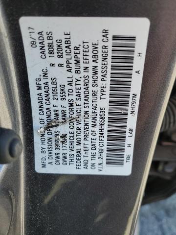 2HGFC1F34HH658535 - 2017 HONDA CIVIC EX GRAY photo 12