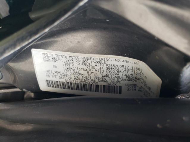 5TBRT34103S437252 - 2003 TOYOTA TUNDRA ACCESS CAB SR5 GRAY photo 12